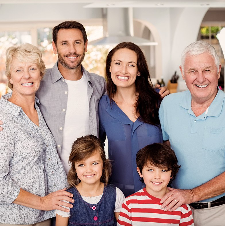 Three generations of a happy, smiling family